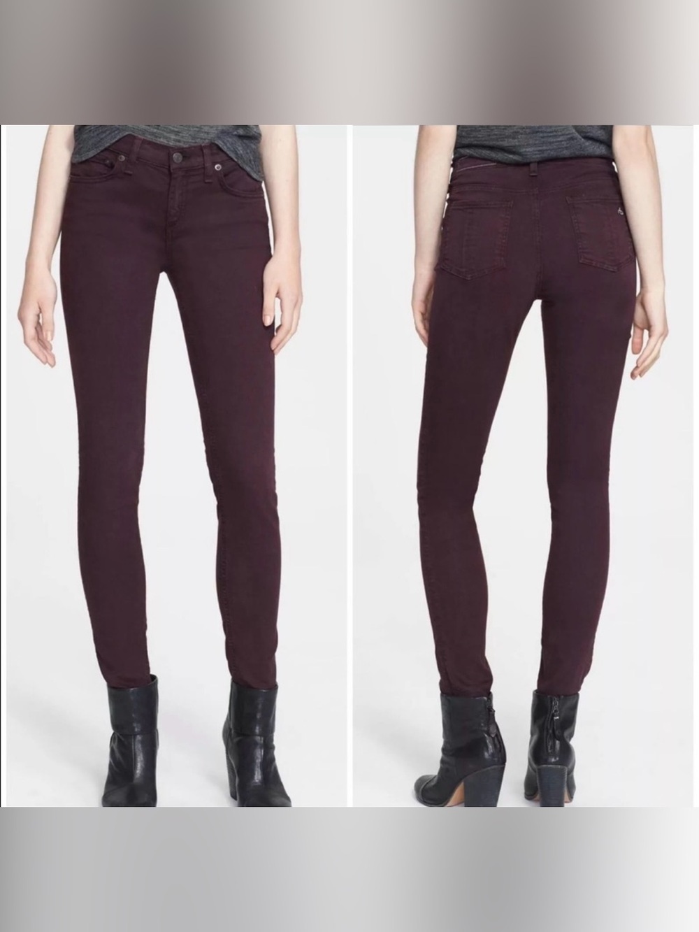Rag & Bone Skinny Jeans Port Maroon - size 27 B12